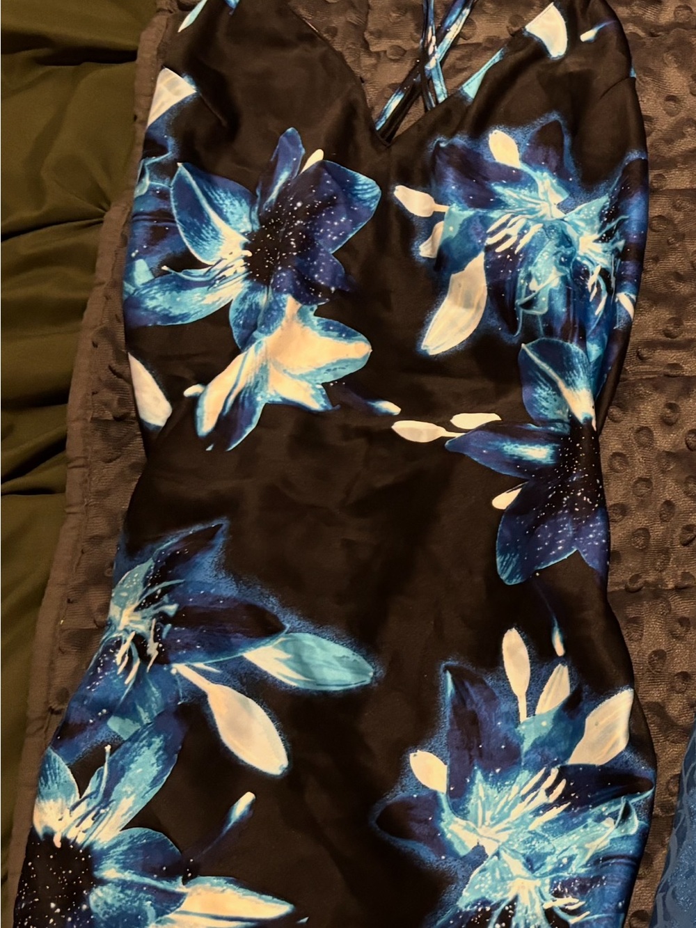 Victoria's Secret Black Dress with Blue & White Floral Print